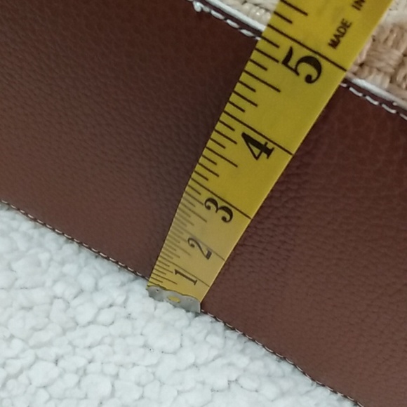 Maxx New York Woven Shoulder Bag with Matching Wristlet | Tan & Brown Vinyl Trim - Picture 14 of 15